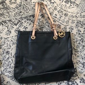 Michael Kors Black Leather Large Tote Bag